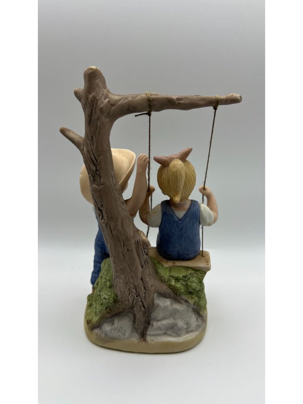 "Denim Days" Homco Figurine #8896 Kids On Swing Vintage 1985 Home Interiors Taiw - Picture 2 of 6